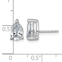 14K White Gold 2 Carat Lab Grown Diamond VS+ F+ Complete Pear Three Prong Stud Earrings view 4