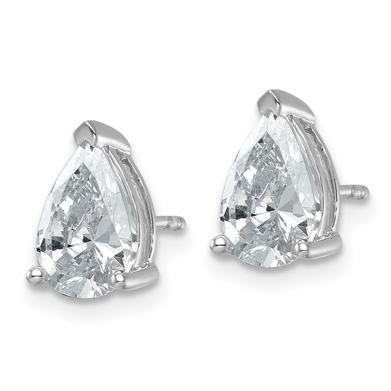 14k White Gold 3 carat Certified Lab Grown Diamond VS+ F+ Complete Pear Three Prong Stud Earrings