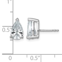 14K White Gold 3 Carat Lab Grown Diamond VS+ F+ Complete Pear Three Prong Stud Earrings view 4