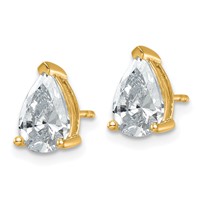14K Yellow Gold 3 Carat Lab Grown Diamond VS+ F+ Complete Pear Three Prong Stud Earrings view 2