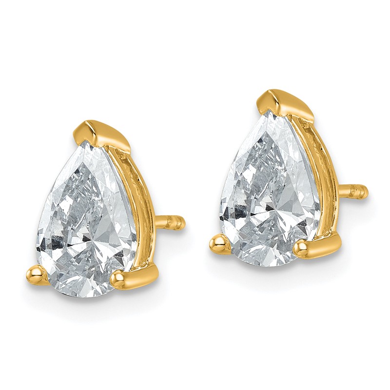 14k 3 carat Certified Lab Grown Diamond VS+ F+ Complete Pear Three Prong Stud Earrings