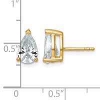 14K Yellow Gold 3 Carat Lab Grown Diamond VS+ F+ Complete Pear Three Prong Stud Earrings view 4