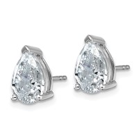 14K White Gold 4 Carat Lab Grown Diamond VS SI+ G+ Complete Pear Three Prong Stud Earrings view 2