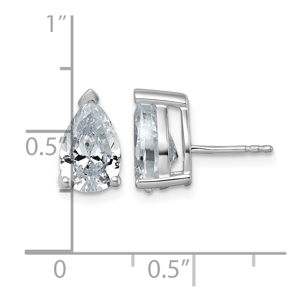 14k White Gold 4 carat Lab Grown Diamond VS/SI+ G+ Complete Pear Three Prong Stud Earrings (EM8797-400-WLG)