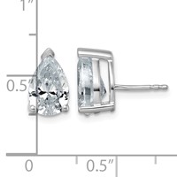 14K White Gold 4 Carat Lab Grown Diamond VS SI+ G+ Complete Pear Three Prong Stud Earrings view 4