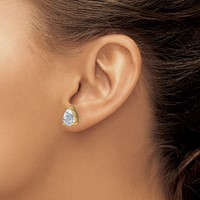 14K Yellow Gold 4 Carat Certified Lab Grown Diamond VS SI+ G+ Complete Pear Three Prong Stud Earrings view 3
