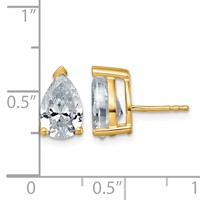 14K Yellow Gold 4 Carat Certified Lab Grown Diamond VS SI+ G+ Complete Pear Three Prong Stud Earrings view 4