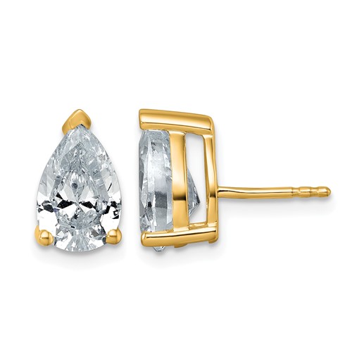 14K Yellow Gold 4 Carat Certified Lab Grown Diamond VS SI+ G+ Complete Pear Three Prong Stud Earrings