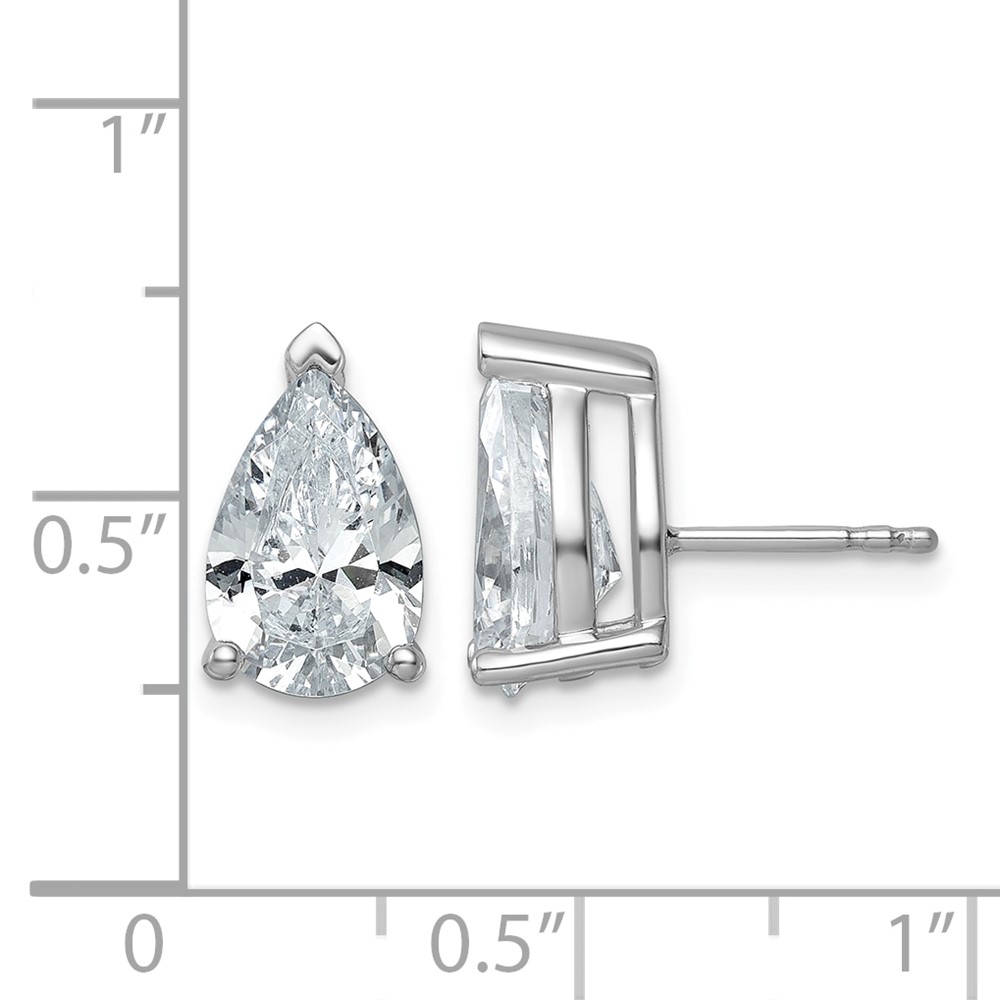 14k White Gold 5 carat Lab Grown Diamond VS/SI+ G+ Complete Pear Three Prong Stud Earrings (EM8797-500-WLG)