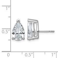 14K White Gold 5 Carat Lab Grown Diamond VS+ F+ Complete Pear Three Prong Stud Earrings view 4