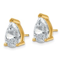 14K Yellow Gold 5 Carat Lab Grown Diamond VS SI+ G+ Complete Pear Three Prong Stud Earrings view 2