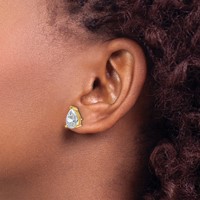 14K Yellow Gold 5 Carat Lab Grown Diamond VS SI+ G+ Complete Pear Three Prong Stud Earrings view 3