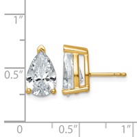 14K Yellow Gold 5 Carat Lab Grown Diamond VS SI+ G+ Complete Pear Three Prong Stud Earrings view 4