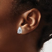 14K White Gold 6 Carat Certified Lab Grown Diamond VS+ F+ Complete Pear Three Prong Stud Earrings view 3