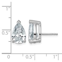 14K White Gold 6 Carat Certified Lab Grown Diamond VS+ F+ Complete Pear Three Prong Stud Earrings view 4