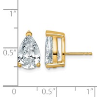 14K Yellow Gold 6 Carat Lab Grown Diamond VS SI+ G+ Complete Pear Three Prong Stud Earrings view 4