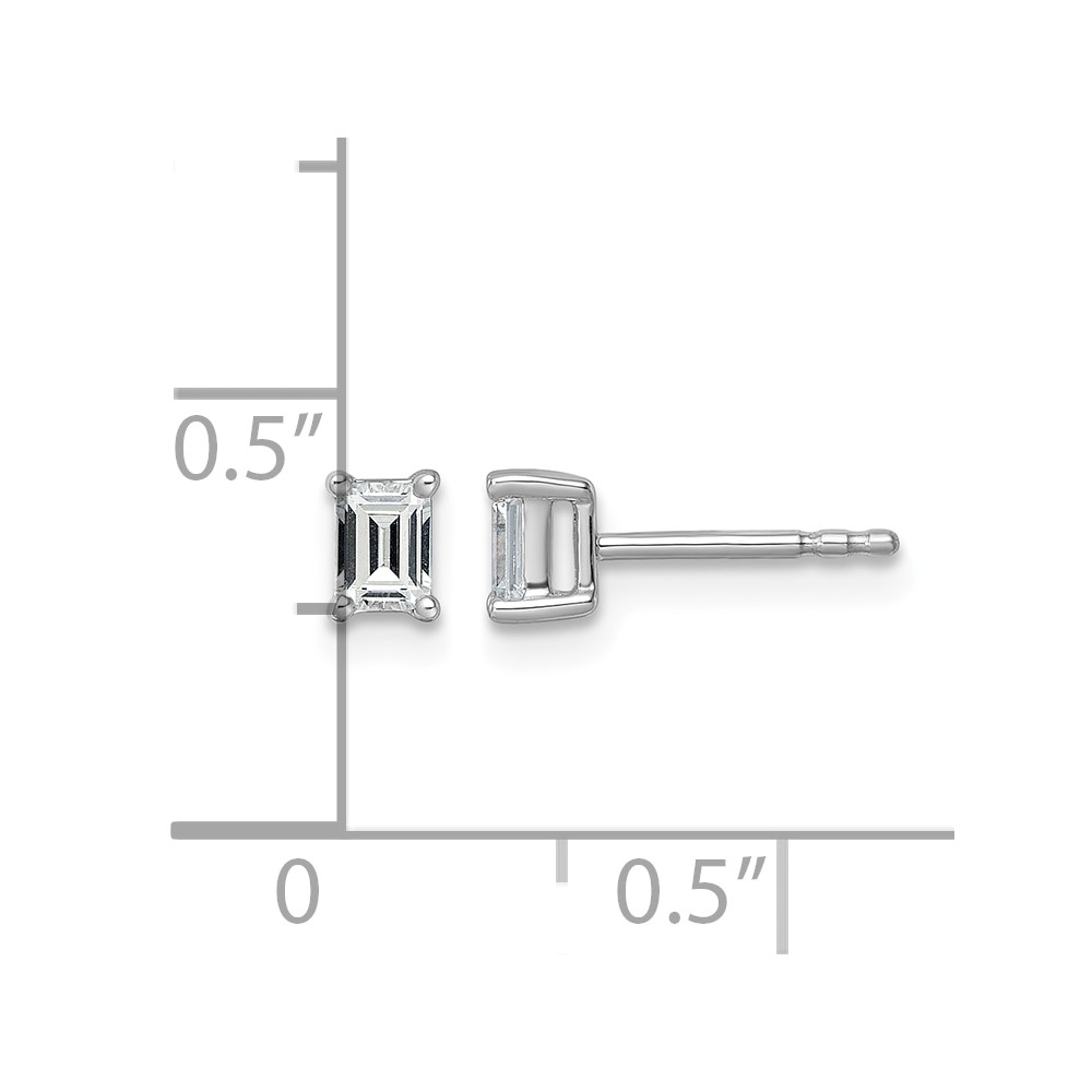 14k White Gold 1/2 carat Lab Grown Diamond VS/SI+ G+ Emerald Complete Four Prong Stud Earrings (EM8798-050-WLG)