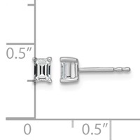 14K White Gold 0.50 Carat Certified Lab Grown Diamond VS SI+ G+ Emerald Complete Four Prong Stud Earrings view 4