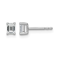 14K White Gold 0.50 Carat Certified Lab Grown Diamond VS SI+ G+ Emerald Complete Four Prong Stud Earrings view 1