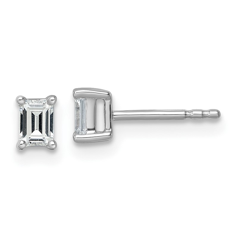14k White Gold 1/2 ctw Certified Lab Grown Diamond VS/SI+ G+ Emerald 4 Prong Heavy Wt. Stud Earrings