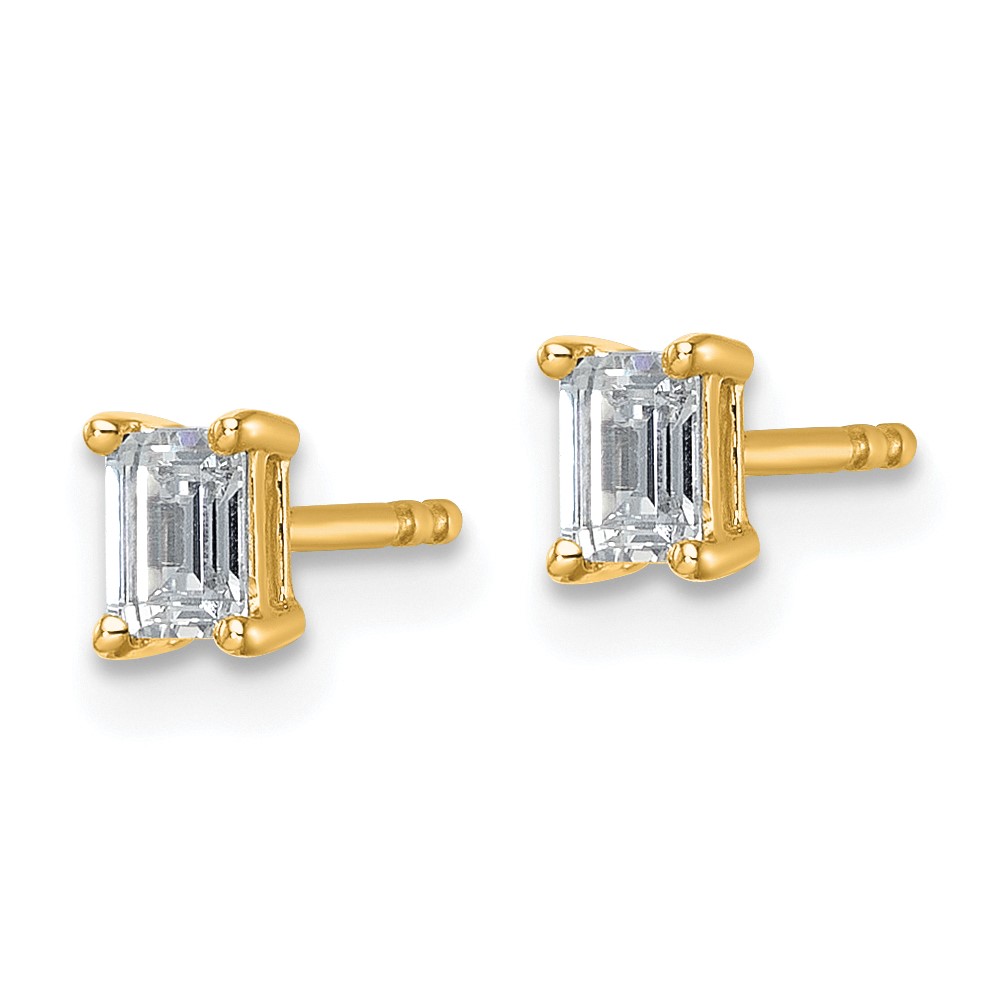 14k 1/2 carat Lab Grown Diamond VS/SI+ G+ Emerald Complete Four Prong Stud Earrings (EM8798-050-LG)