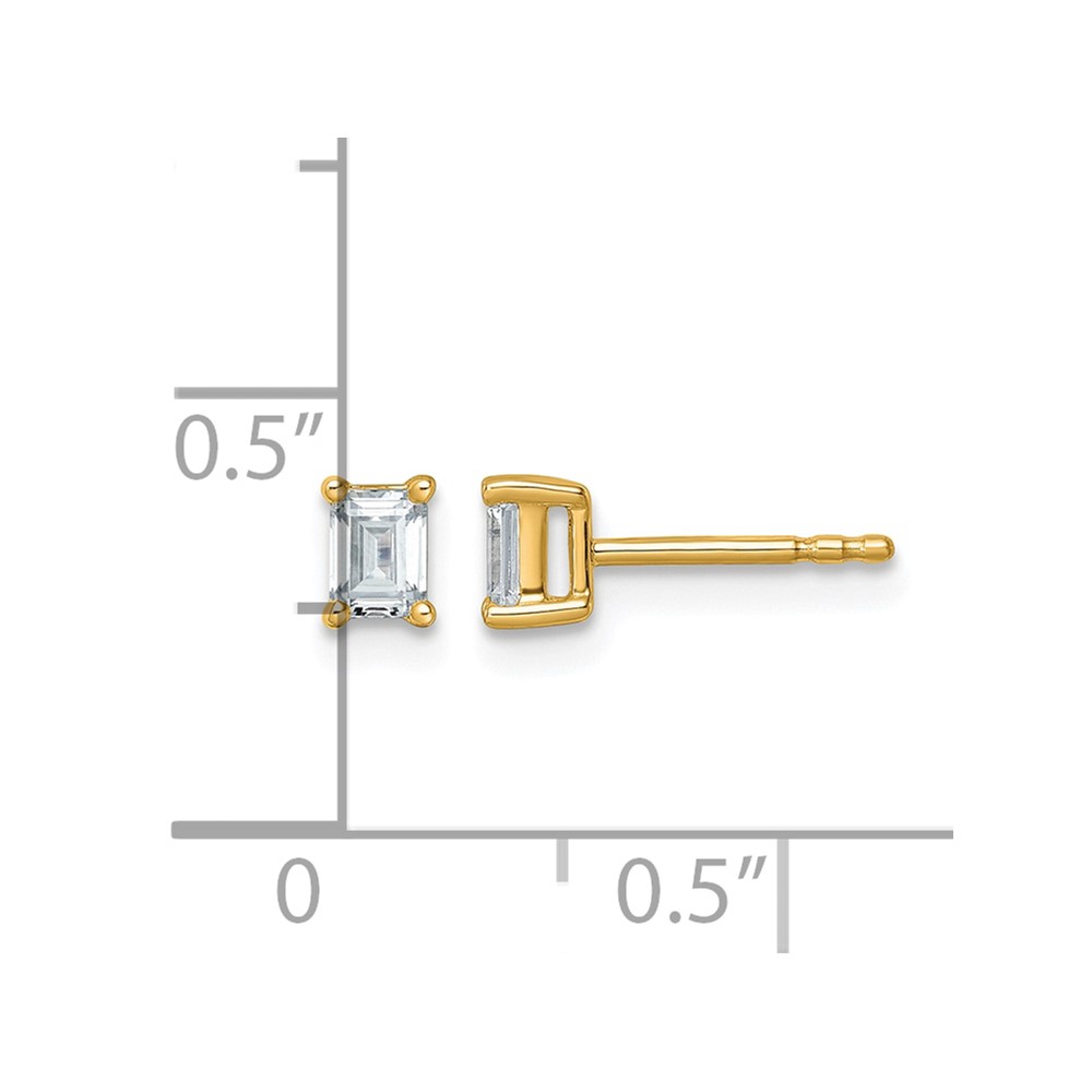 14k 1/2 carat Lab Grown Diamond VS/SI+ G+ Emerald Complete Four Prong Stud Earrings (EM8798-050-LG)