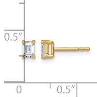 14K Yellow Gold 0.50 Carat Certified Lab Grown Diamond VS+ F+ Emerald Complete Four Prong Stud Earrings view 4