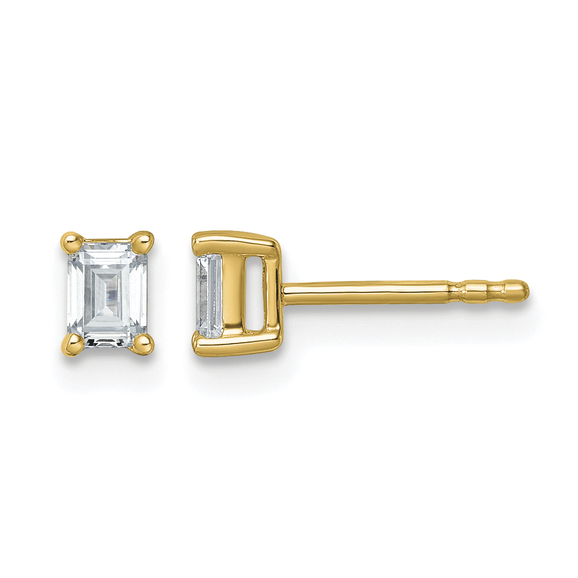 14k 1/2 carat Lab Grown Diamond VS+ F+ Emerald Complete Four Prong Stud Earrings (EM8798-050-LD)