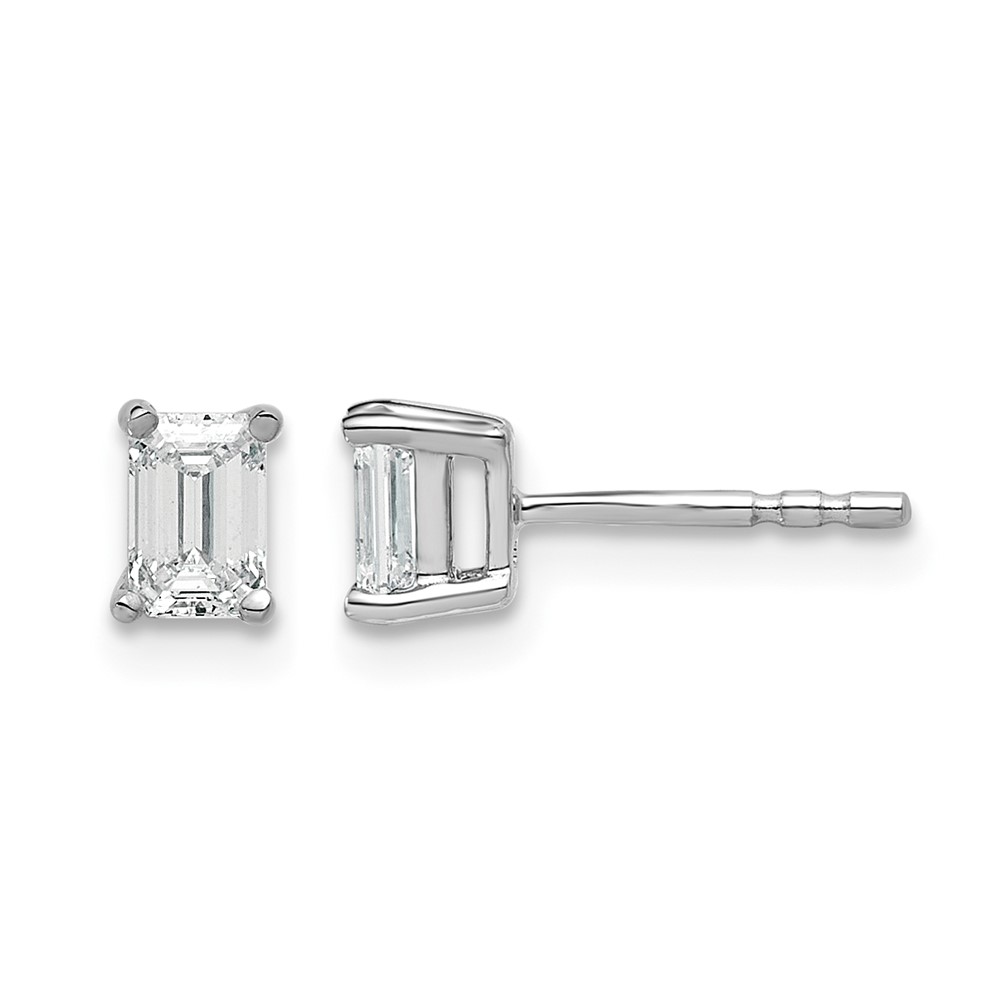 14K White Gold 4.5x 3.3mm Emerald Earring Mountings