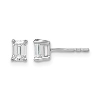14K White Gold 4.5x 3.3mm Emerald Earring Mountings view 1