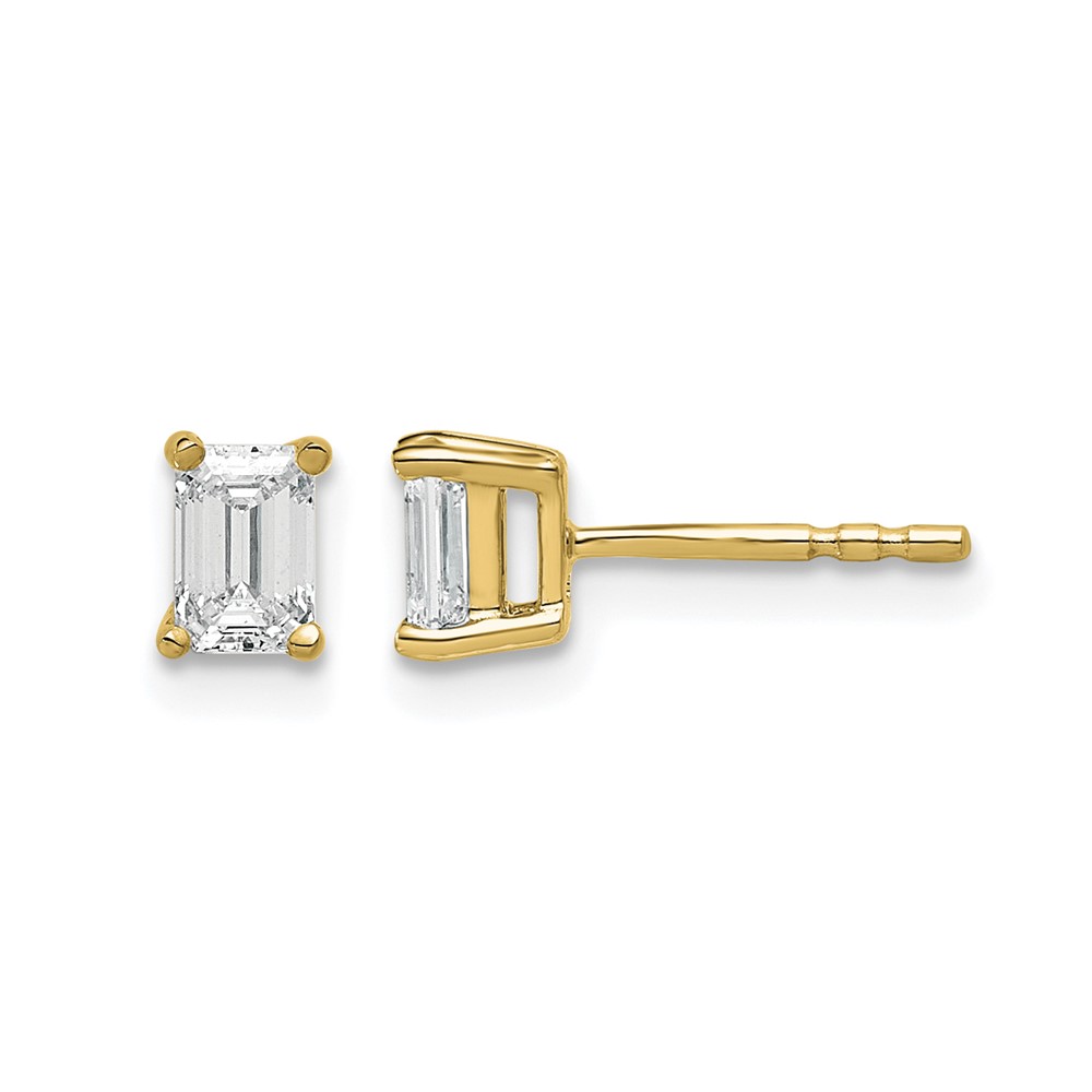 14K Yellow Gold 4.5x 3.3mm Emerald Earring Mountings