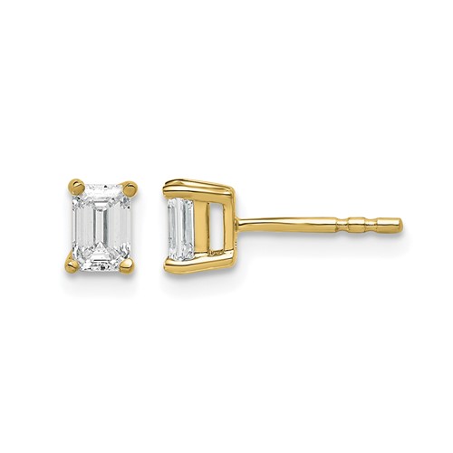 14K Yellow Gold 4.5x 3.3mm Emerald Earring Mountings