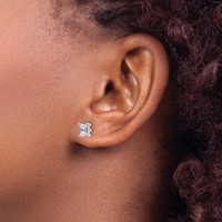 14K White Gold 4.95x 3.45mm Emerald Earring Mountings view 3