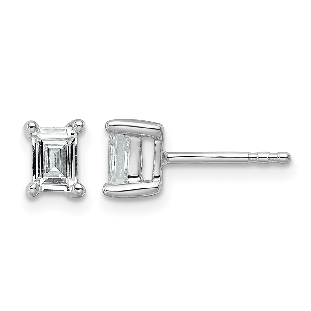 14K White Gold 4.95x 3.45mm Emerald Earring Mountings