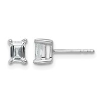 14K White Gold 4.95x 3.45mm Emerald Earring Mountings view 1