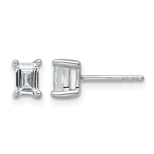 14K White Gold 4.95x 3.45mm Emerald Earring Mountings