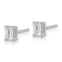 14K White Gold 0.75 Carat Lab Grown Diamond VS SI+ G+ Emerald Complete Four Prong Stud Earrings view 2