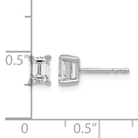 14K White Gold 0.75 Carat Lab Grown Diamond VS SI+ G+ Emerald Complete Four Prong Stud Earrings view 3
