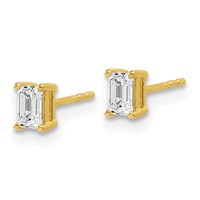 14K Yellow Gold 0.75 Carat Lab Grown Diamond VS SI+ G+ Emerald Complete Four Prong Stud Earrings view 2