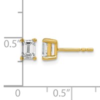 14K Yellow Gold 0.75 Carat Lab Grown Diamond VS SI+ G+ Emerald Complete Four Prong Stud Earrings view 3