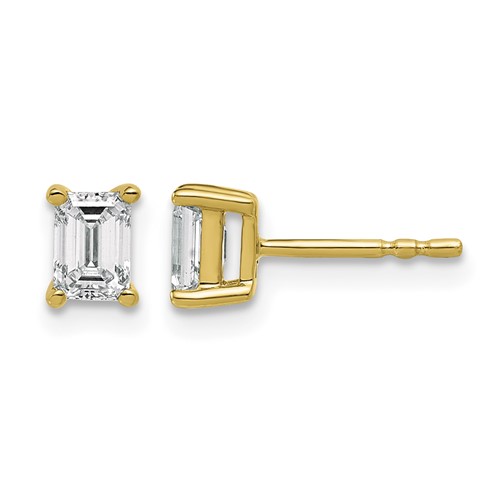 14K Yellow Gold 4.95x 3.45mm Emerald Earring Mountings