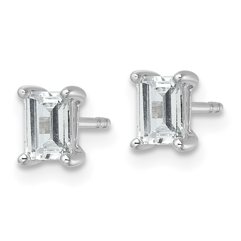 14k White Gold 1 ctw Lab Grown Diamond VS+ F+ Emerald 4 Prong Heavy Wt. Stud Earrings