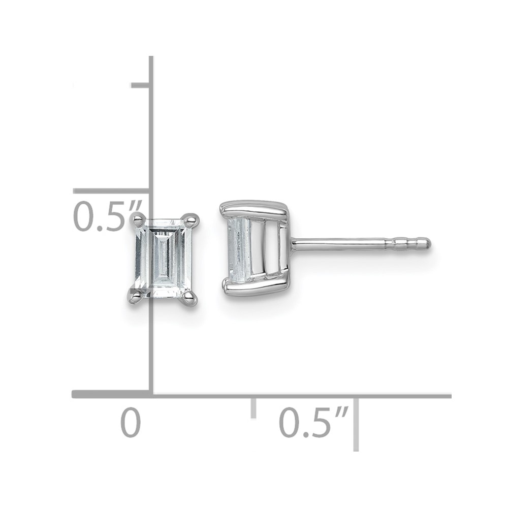 14k White Gold 1 carat Lab Grown Diamond VS/SI+ G+ Emerald Complete Four Prong Stud Earrings (EM8798-100-WLG)