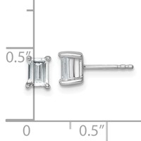 14K White Gold 1 Carat Certified Lab Grown Diamond VS+ F+ Emerald Complete Four Prong Stud Earrings view 4