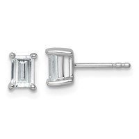 14K White Gold 1 Carat Certified Lab Grown Diamond VS+ F+ Emerald Complete Four Prong Stud Earrings view 1