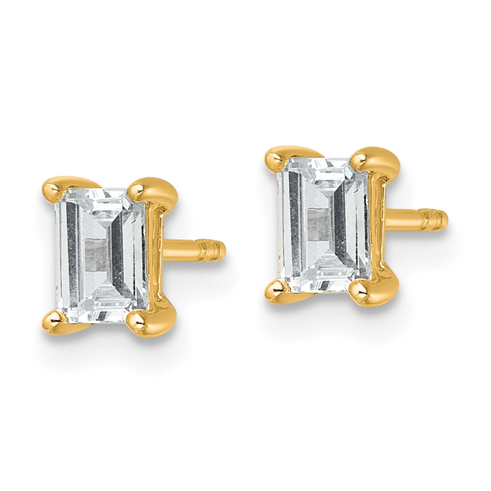 14k 1 carat Lab Grown Diamond VS/SI+ G+ Emerald Complete Four Prong Stud Earrings (EM8798-100-LG)