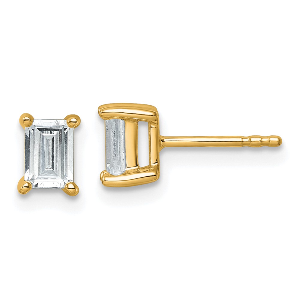 14k 1 carat Lab Grown Diamond VS/SI+ G+ Emerald Complete Four Prong Stud Earrings (EM8798-100-LG)