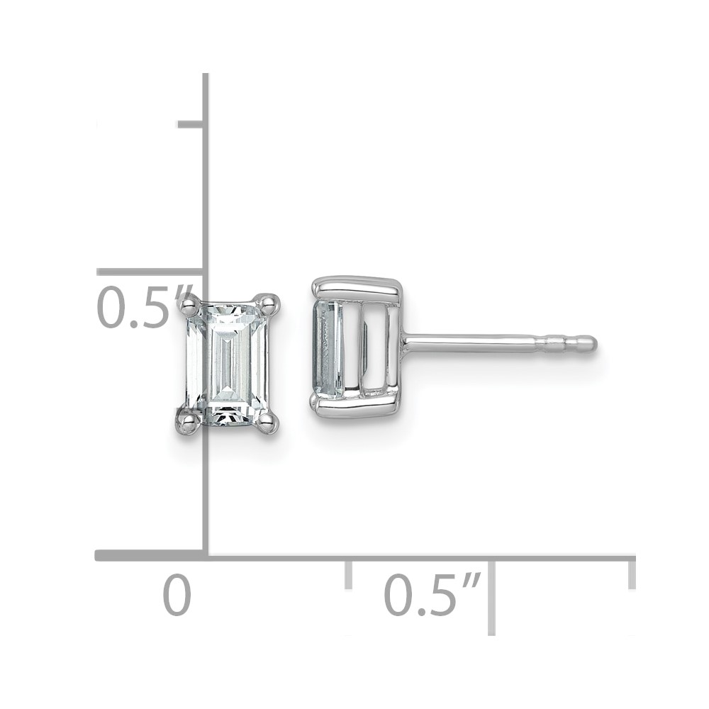 14k White Gold 1 1/2 carat Lab Grown Diamond VS+ F+ Emerald Complete Four Prong Stud Earrings (EM8798-150-WLD)