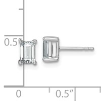 14K White Gold 1.50 Carat Lab Grown Diamond VS+ F+ Emerald Complete Four Prong Stud Earrings view 4
