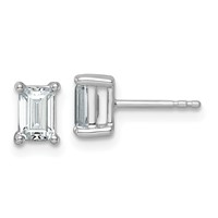 14K White Gold 1.50 Carat Lab Grown Diamond VS+ F+ Emerald Complete Four Prong Stud Earrings view 1